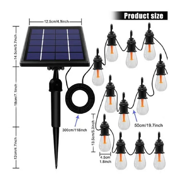 Guirnalda De Luces Solar 20 BOMBILLAS Impermeable P/ Jardín Exterior